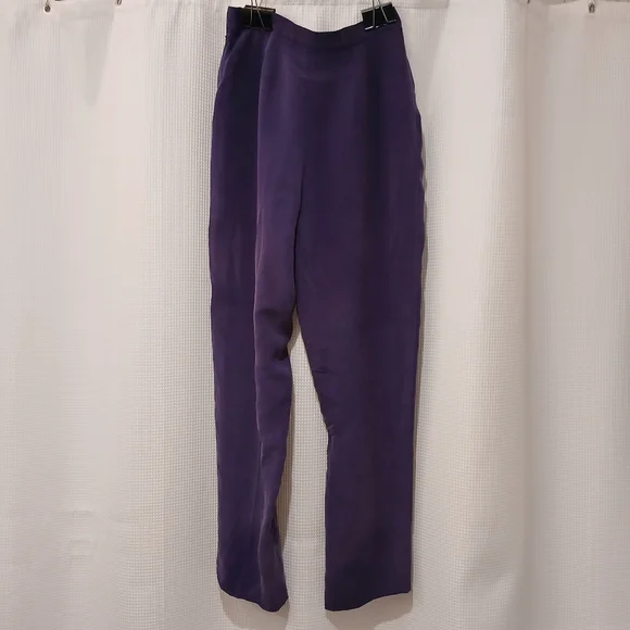 Josephine Chaus Petite Purple Silk Pants Size 4P - Picture 2 of 7